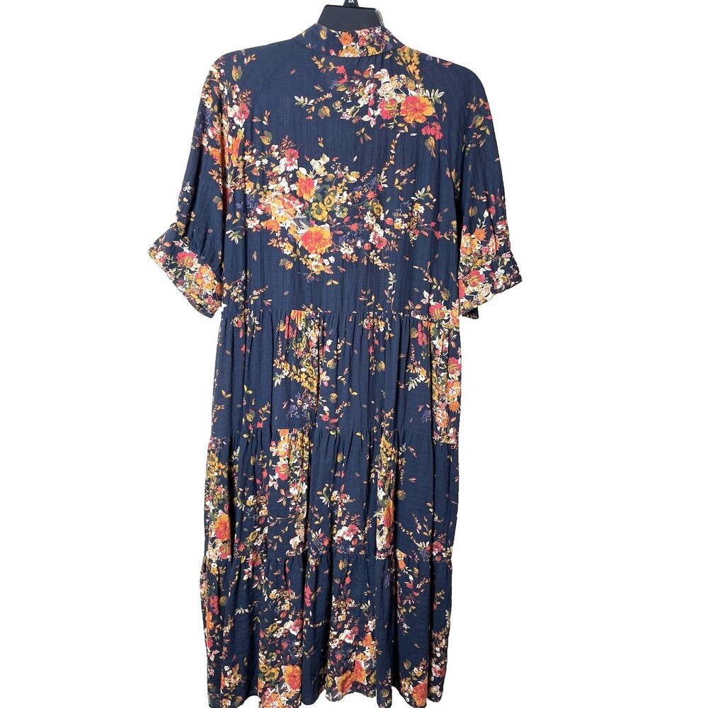 NWT Natural Life Women's Multicolor Short Sleeve Floral Midi Dress Size XL - Picture 4 of 7